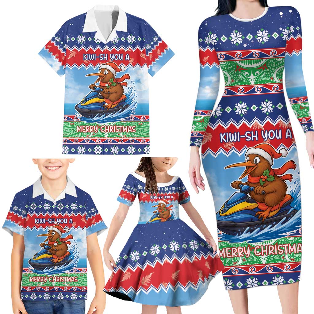 New Zealand Christmas Family Matching Long Sleeve Bodycon Dress and Hawaiian Shirt Funny Jet Ride Kiwi Xmas - Aussie Hoodie