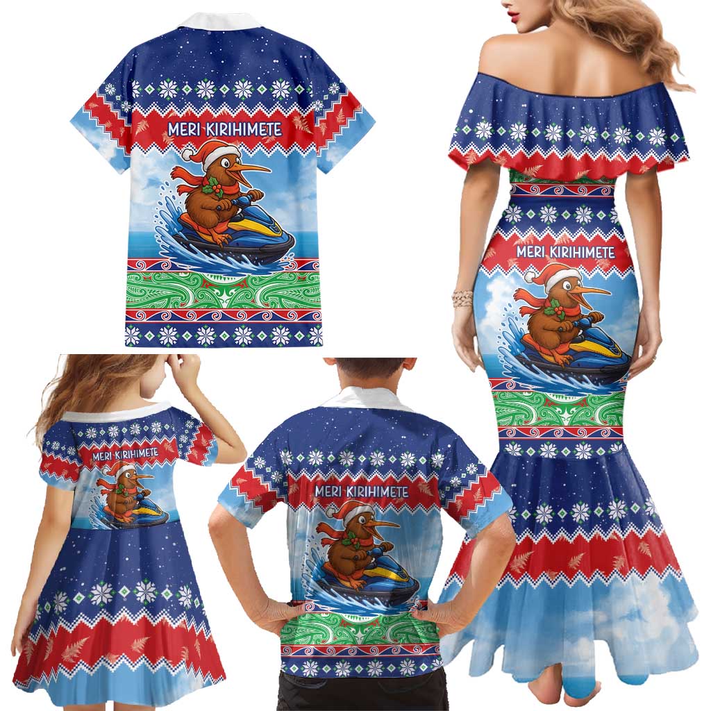 New Zealand Christmas Family Matching Mermaid Dress and Hawaiian Shirt Funny Jet Ride Kiwi Xmas - Aussie Hoodie
