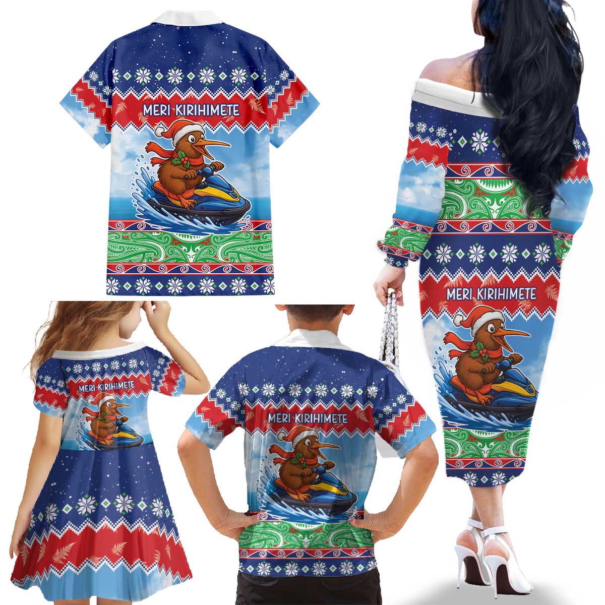 New Zealand Christmas Family Matching Off The Shoulder Long Sleeve Dress and Hawaiian Shirt Funny Jet Ride Kiwi Xmas - Aussie Hoodie