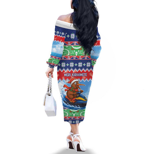 New Zealand Christmas Family Matching Off The Shoulder Long Sleeve Dress and Hawaiian Shirt Funny Jet Ride Kiwi Xmas - Aussie Hoodie