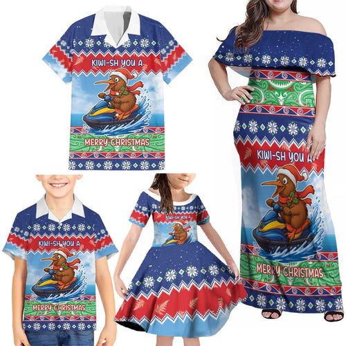 New Zealand Christmas Family Matching Off Shoulder Maxi Dress and Hawaiian Shirt Funny Jet Ride Kiwi Xmas - Aussie Hoodie