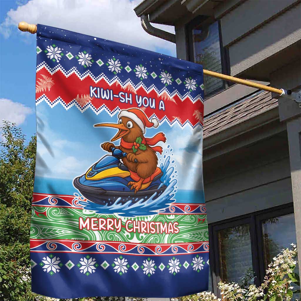 New Zealand Christmas Garden Flag Funny Jet Ride Kiwi Xmas - Aussie Hoodie