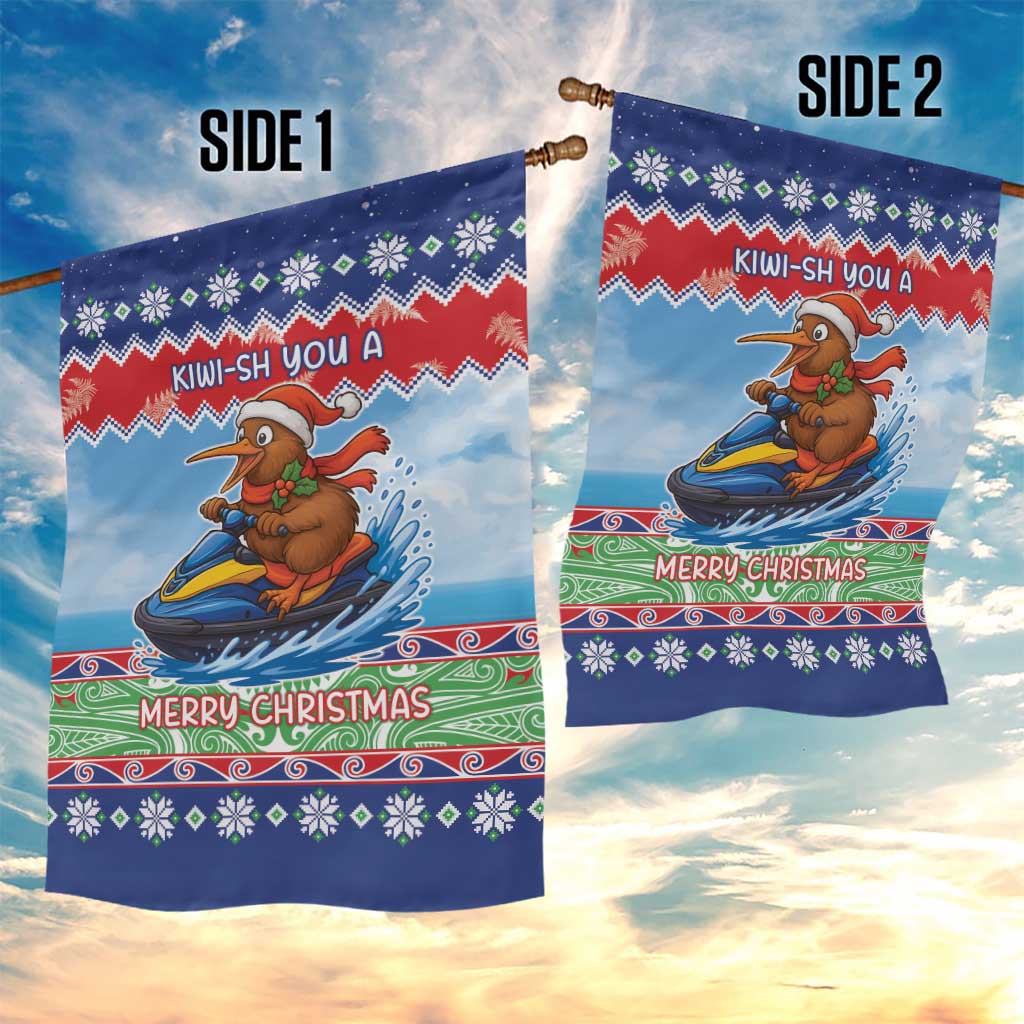 New Zealand Christmas Garden Flag Funny Jet Ride Kiwi Xmas - Aussie Hoodie