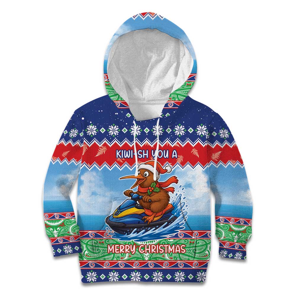 New Zealand Christmas Kid Hoodie Funny Jet Ride Kiwi Xmas - Aussie Hoodie