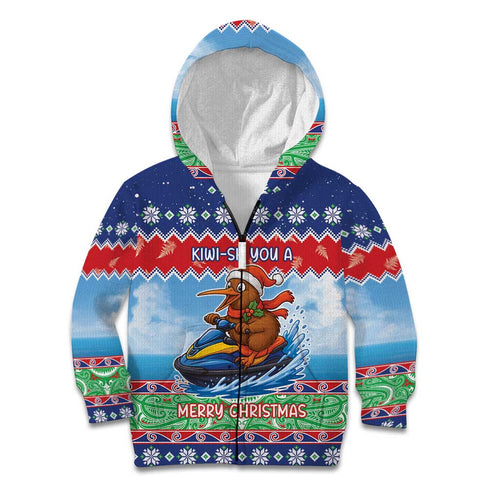 New Zealand Christmas Kid Hoodie Funny Jet Ride Kiwi Xmas - Aussie Hoodie