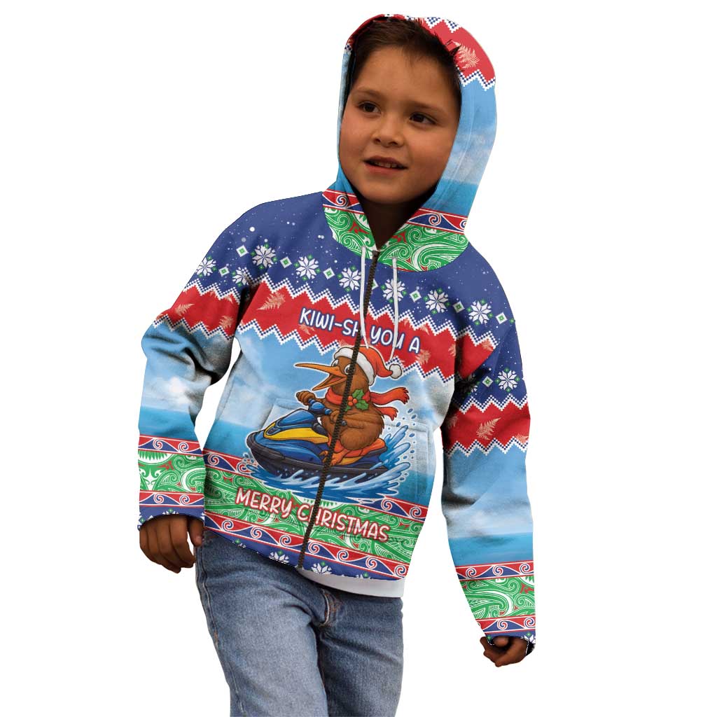 New Zealand Christmas Kid Hoodie Funny Jet Ride Kiwi Xmas - Aussie Hoodie