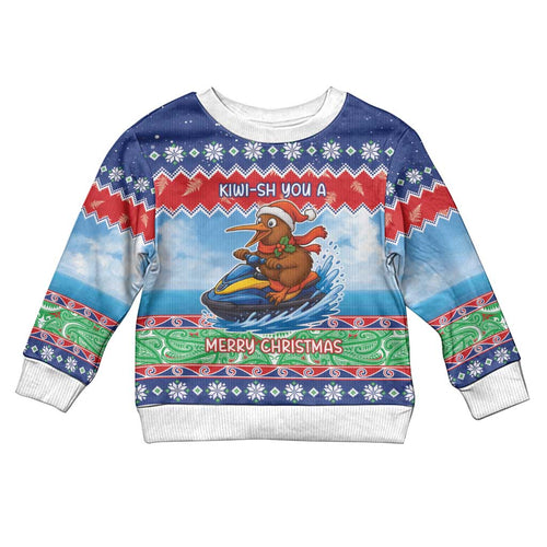 New Zealand Christmas Kid Ugly Christmas Sweater Funny Jet Ride Kiwi Xmas - Aussie Hoodie