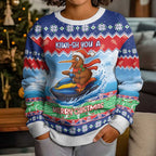 New Zealand Christmas Kid Ugly Christmas Sweater Funny Jet Ride Kiwi Xmas - Aussie Hoodie