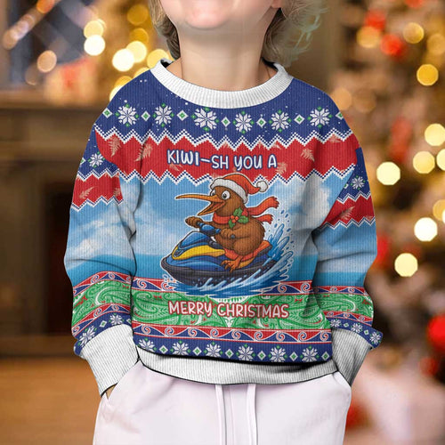 New Zealand Christmas Kid Ugly Christmas Sweater Funny Jet Ride Kiwi Xmas - Aussie Hoodie