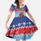 New Zealand Christmas Kid Short Sleeve Dress Funny Jet Ride Kiwi Xmas - Aussie Hoodie