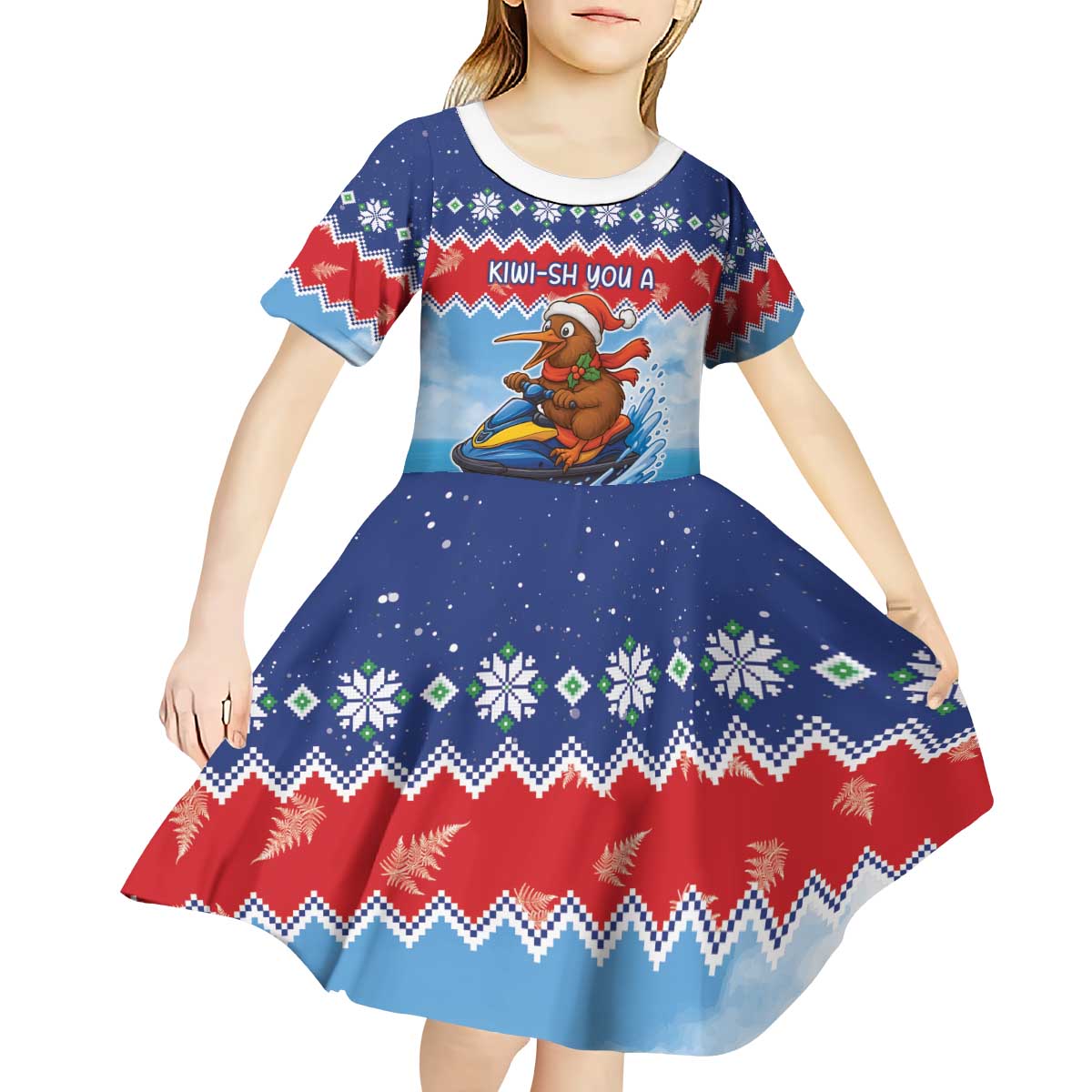 New Zealand Christmas Kid Short Sleeve Dress Funny Jet Ride Kiwi Xmas - Aussie Hoodie