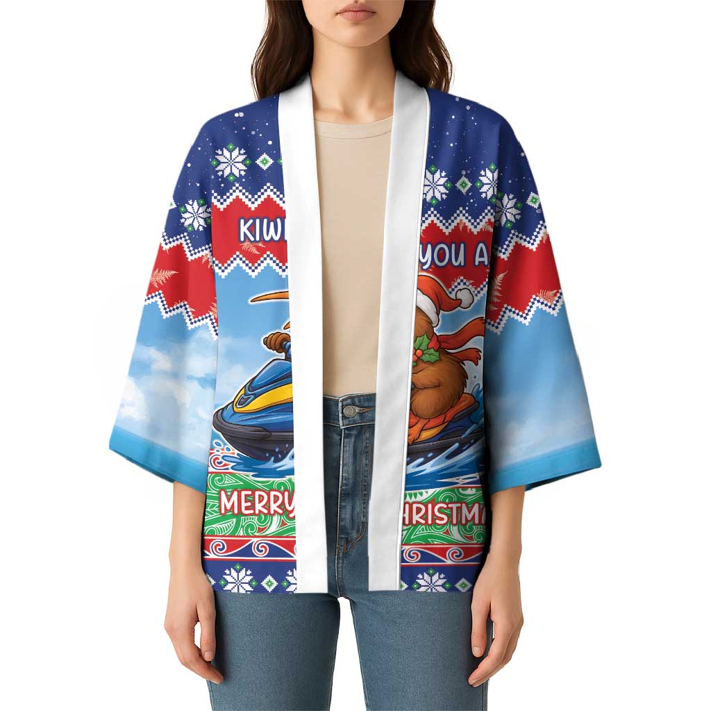 New Zealand Christmas Kimono Funny Jet Ride Kiwi Xmas - Aussie Hoodie