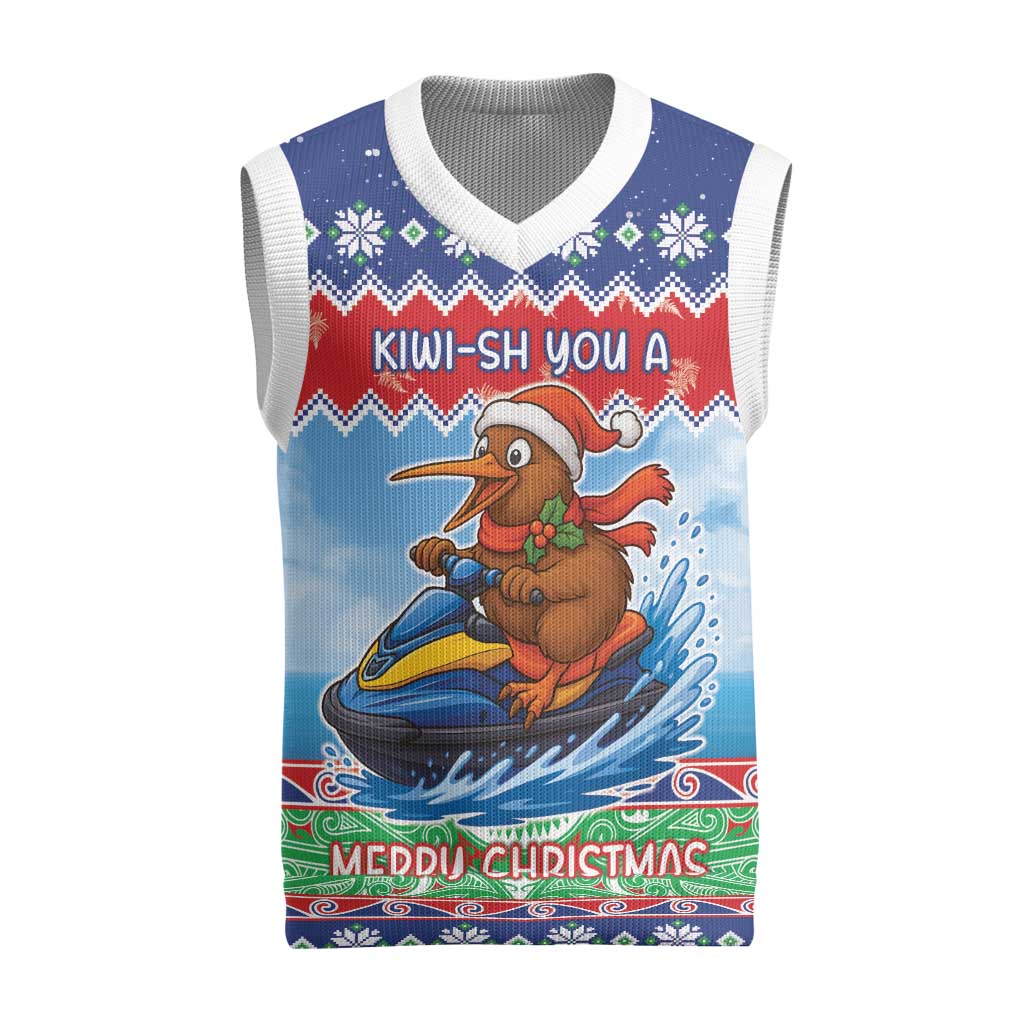 New Zealand Christmas Knitted V-Neck Vest Funny Jet Ride Kiwi Xmas - Aussie Hoodie