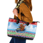 New Zealand Christmas Leather Tote Bag Funny Jet Ride Kiwi Xmas - Aussie Hoodie