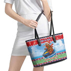 New Zealand Christmas Leather Tote Bag Funny Jet Ride Kiwi Xmas - Aussie Hoodie