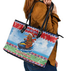 New Zealand Christmas Leather Tote Bag Funny Jet Ride Kiwi Xmas - Aussie Hoodie