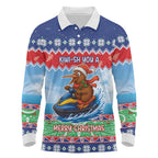 New Zealand Christmas Long Sleeve Polo Shirt Funny Jet Ride Kiwi Xmas - Aussie Hoodie