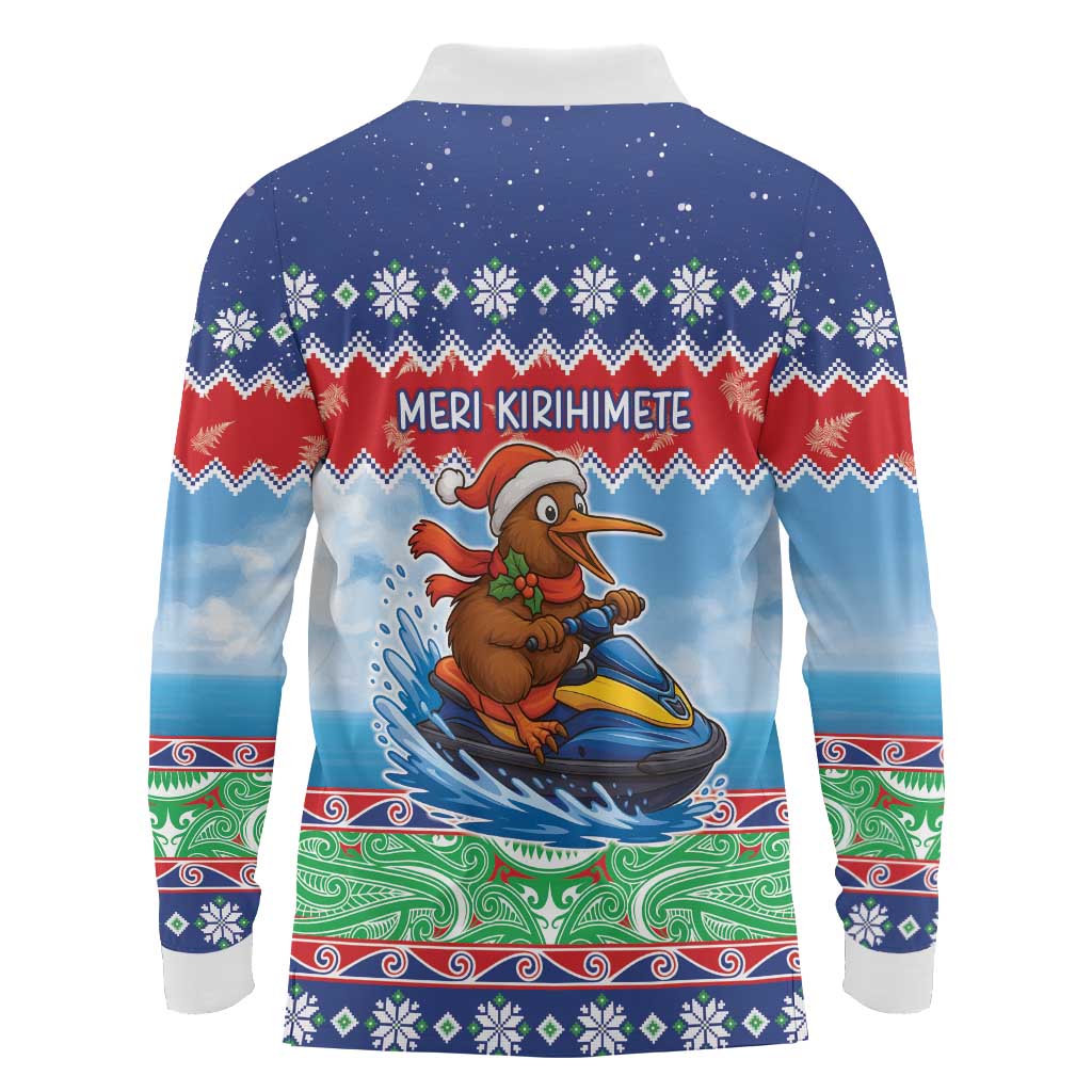 New Zealand Christmas Long Sleeve Polo Shirt Funny Jet Ride Kiwi Xmas - Aussie Hoodie