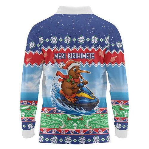 New Zealand Christmas Long Sleeve Polo Shirt Funny Jet Ride Kiwi Xmas - Aussie Hoodie