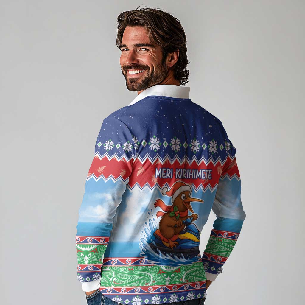 New Zealand Christmas Long Sleeve Polo Shirt Funny Jet Ride Kiwi Xmas - Aussie Hoodie