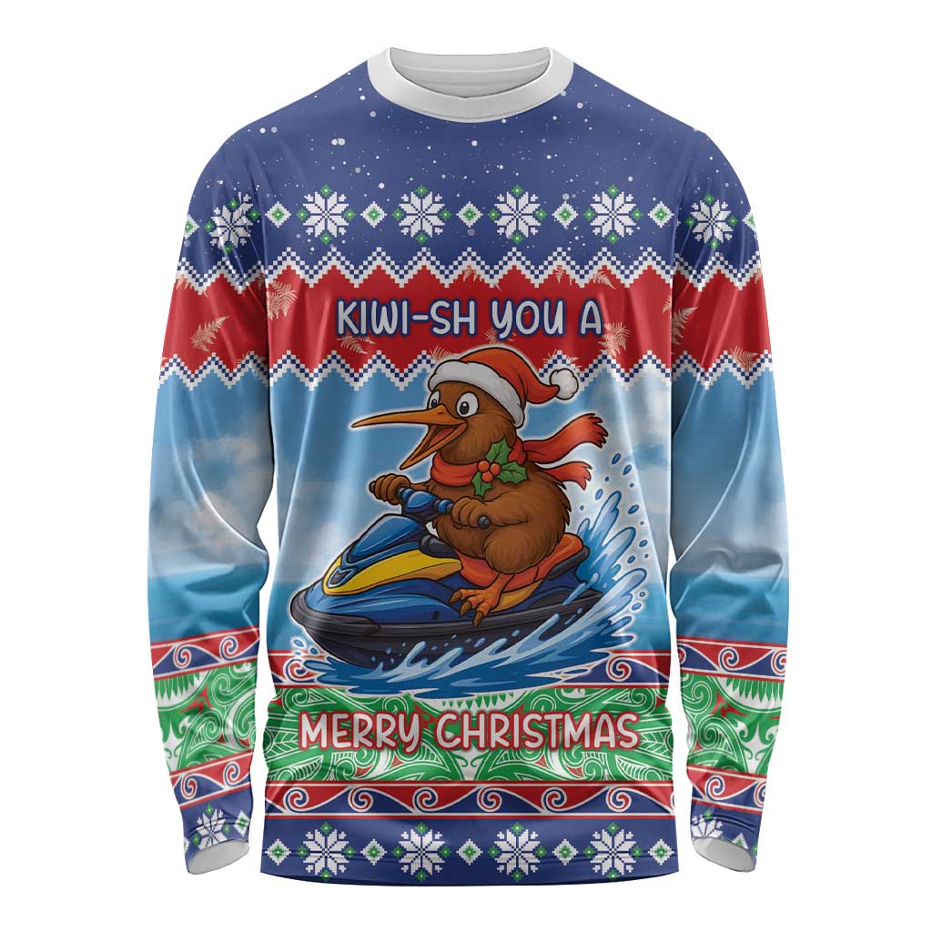 New Zealand Christmas Long Sleeve Shirt Funny Jet Ride Kiwi Xmas - Aussie Hoodie