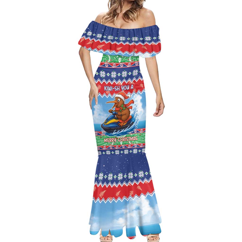 New Zealand Christmas Mermaid Dress Funny Jet Ride Kiwi Xmas - Aussie Hoodie