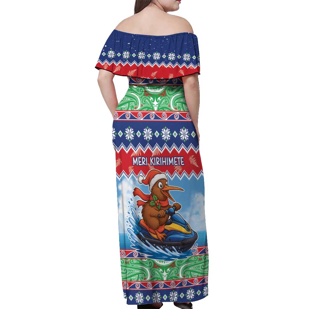 New Zealand Christmas Off Shoulder Maxi Dress Funny Jet Ride Kiwi Xmas - Aussie Hoodie