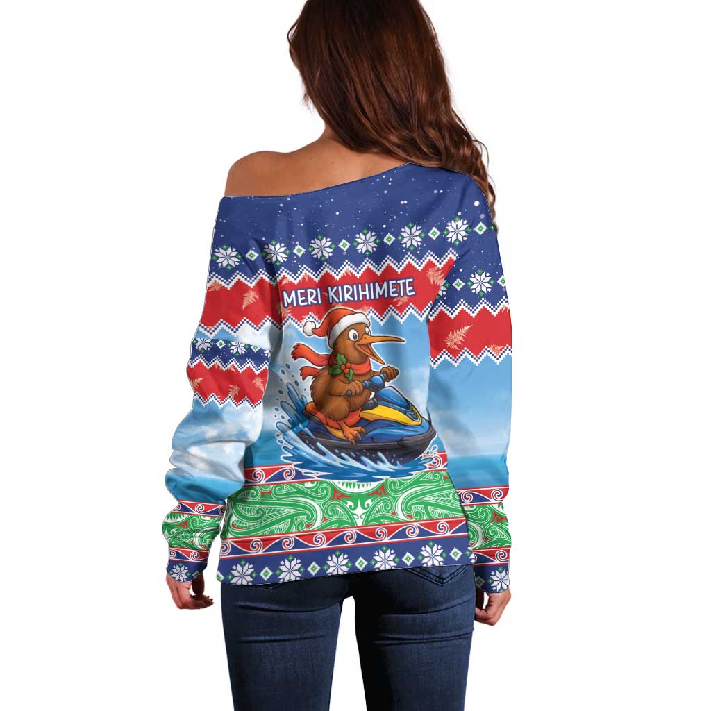 New Zealand Christmas Off Shoulder Sweater Funny Jet Ride Kiwi Xmas - Aussie Hoodie