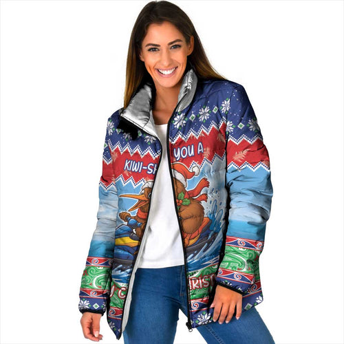 New Zealand Christmas Padded Jacket Funny Jet Ride Kiwi Xmas - Aussie Hoodie