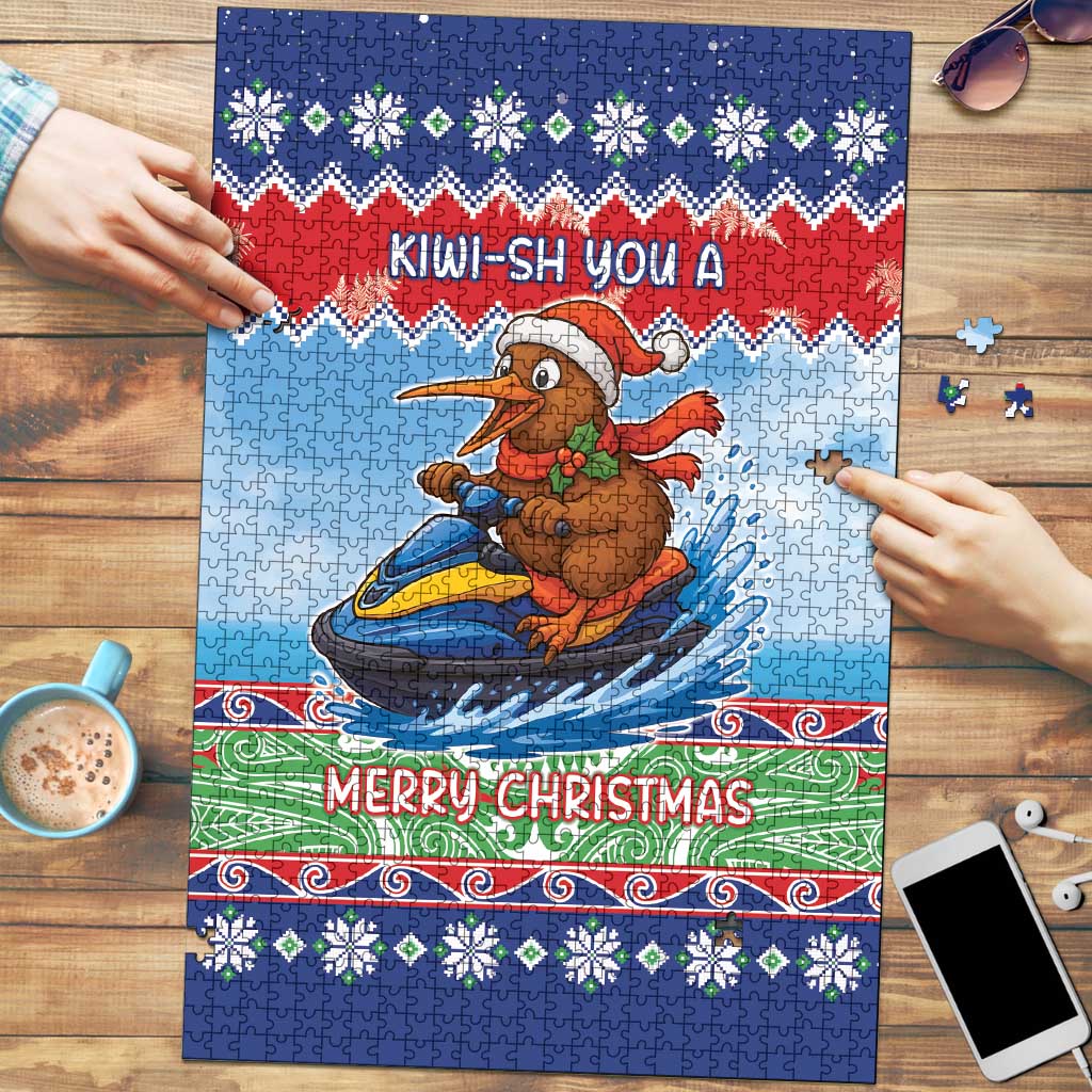 New Zealand Christmas Puzzle Funny Jet Ride Kiwi Xmas - Aussie Hoodie