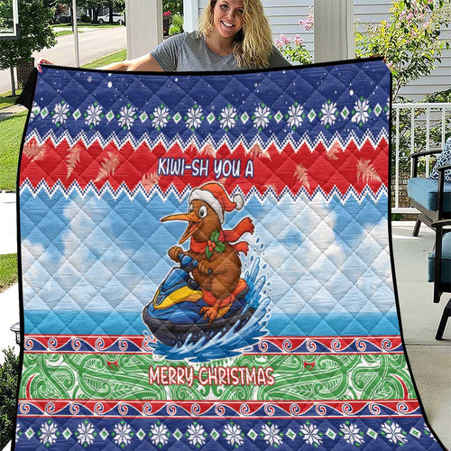 New Zealand Christmas Quilt Funny Jet Ride Kiwi Xmas - Aussie Hoodie