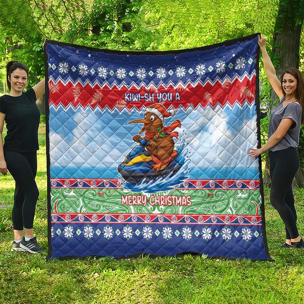 New Zealand Christmas Quilt Funny Jet Ride Kiwi Xmas - Aussie Hoodie