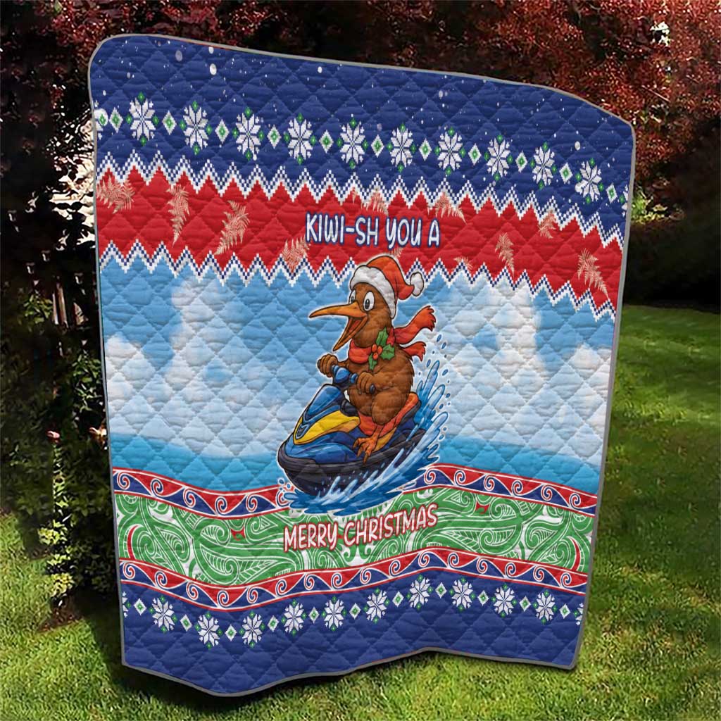 New Zealand Christmas Quilt Funny Jet Ride Kiwi Xmas - Aussie Hoodie