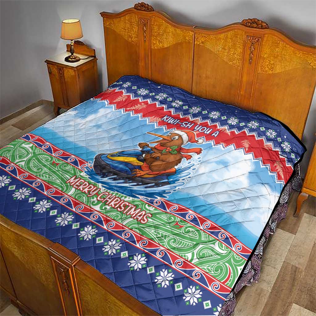 New Zealand Christmas Quilt Funny Jet Ride Kiwi Xmas - Aussie Hoodie