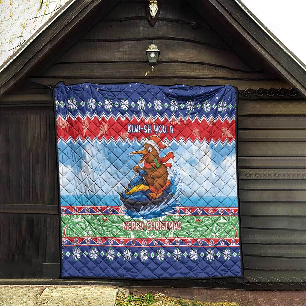 New Zealand Christmas Quilt Funny Jet Ride Kiwi Xmas - Aussie Hoodie