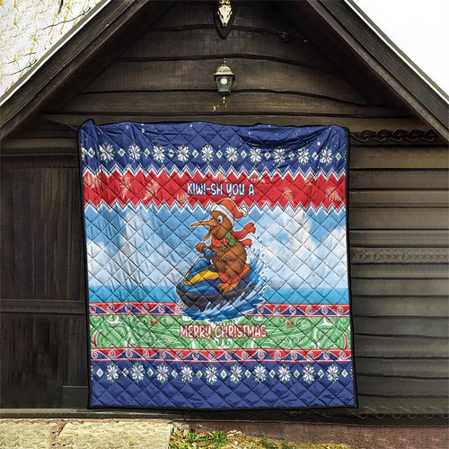 New Zealand Christmas Quilt Funny Jet Ride Kiwi Xmas - Aussie Hoodie