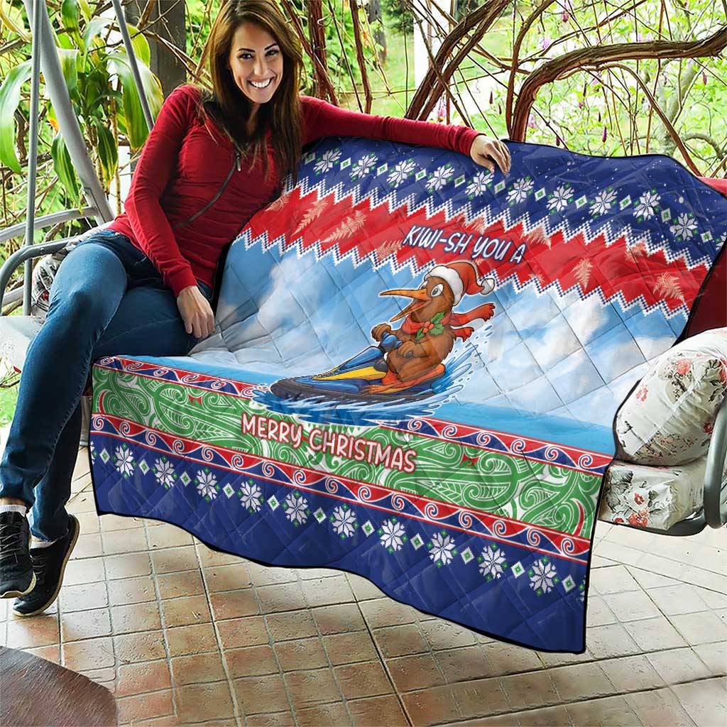 New Zealand Christmas Quilt Funny Jet Ride Kiwi Xmas - Aussie Hoodie
