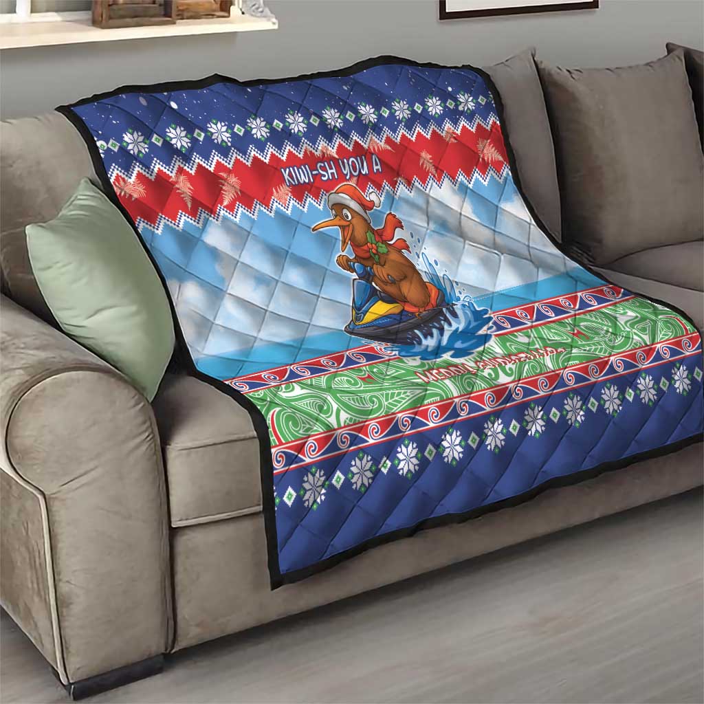 New Zealand Christmas Quilt Funny Jet Ride Kiwi Xmas - Aussie Hoodie