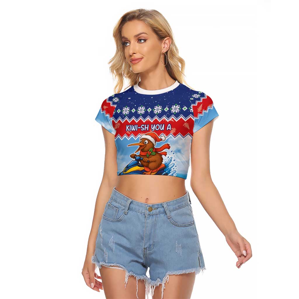 New Zealand Christmas Raglan Cropped T Shirt Funny Jet Ride Kiwi Xmas - Aussie Hoodie