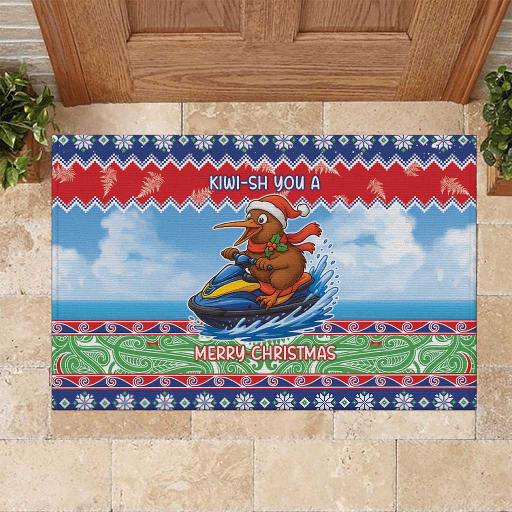New Zealand Christmas Rubber Doormat Funny Jet Ride Kiwi Xmas - Aussie Hoodie