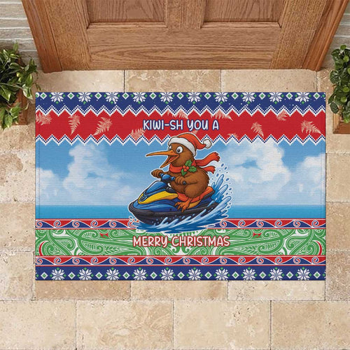 New Zealand Christmas Rubber Doormat Funny Jet Ride Kiwi Xmas - Aussie Hoodie