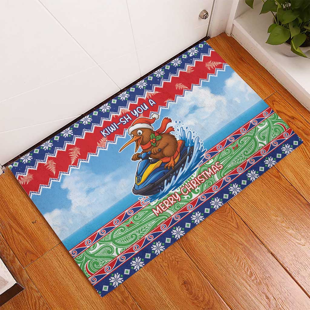 New Zealand Christmas Rubber Doormat Funny Jet Ride Kiwi Xmas - Aussie Hoodie