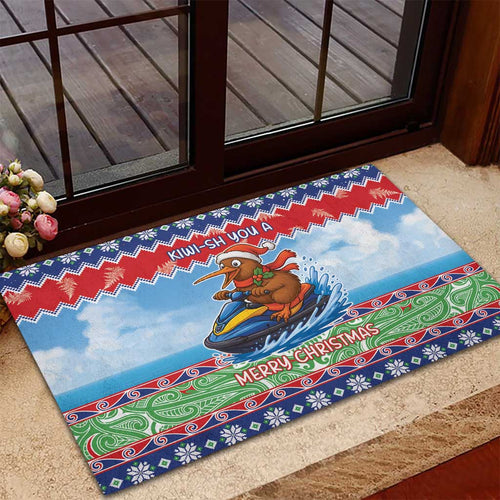 New Zealand Christmas Rubber Doormat Funny Jet Ride Kiwi Xmas - Aussie Hoodie