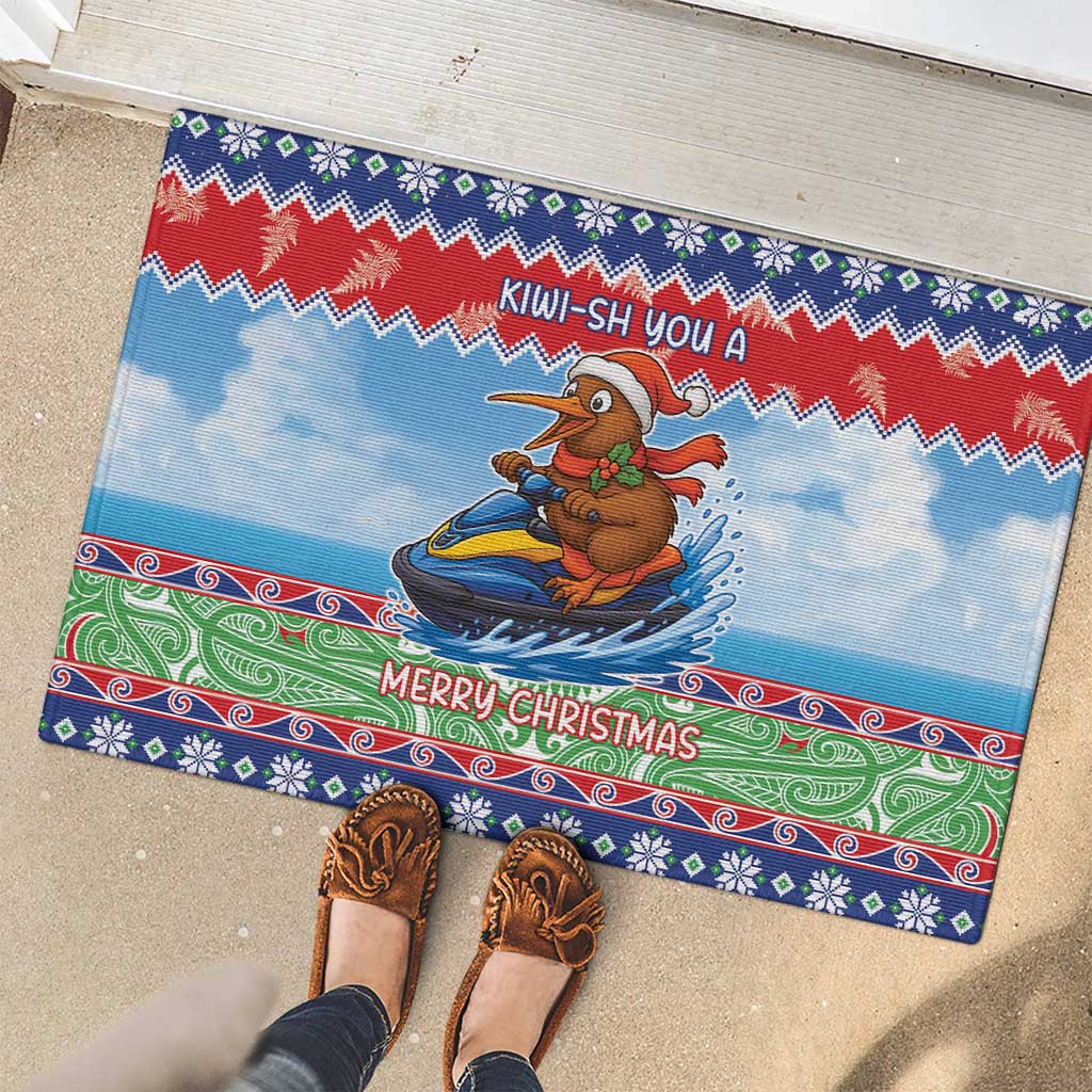 New Zealand Christmas Rubber Doormat Funny Jet Ride Kiwi Xmas - Aussie Hoodie