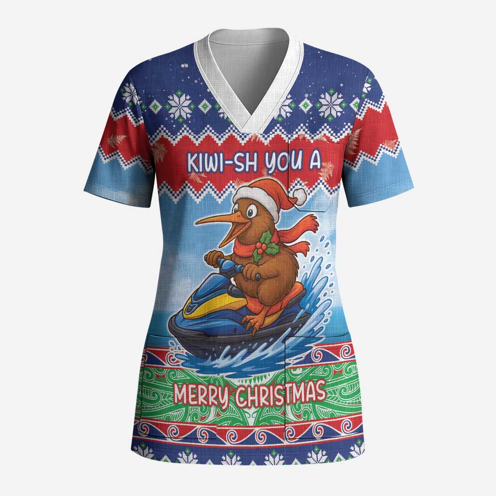 New Zealand Christmas Scrub Top Funny Jet Ride Kiwi Xmas - Aussie Hoodie