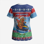 New Zealand Christmas Scrub Top Funny Jet Ride Kiwi Xmas - Aussie Hoodie