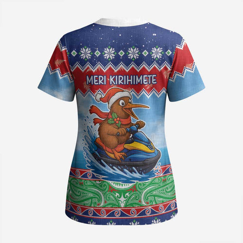 New Zealand Christmas Scrub Top Funny Jet Ride Kiwi Xmas - Aussie Hoodie