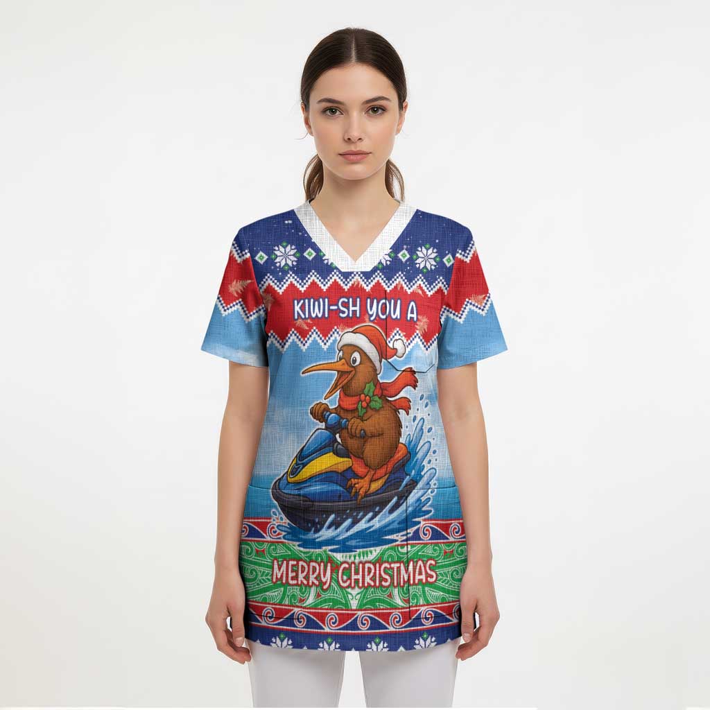 New Zealand Christmas Scrub Top Funny Jet Ride Kiwi Xmas - Aussie Hoodie