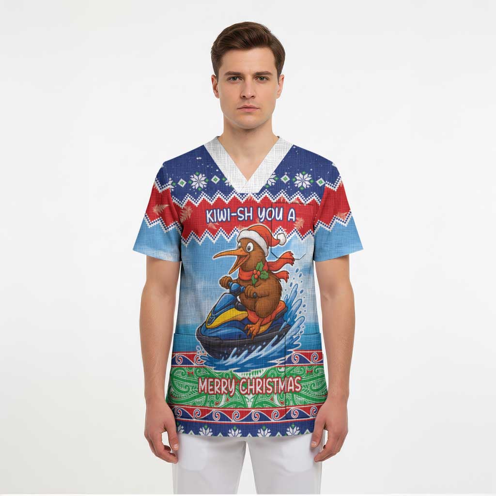 New Zealand Christmas Scrub Top Funny Jet Ride Kiwi Xmas - Aussie Hoodie