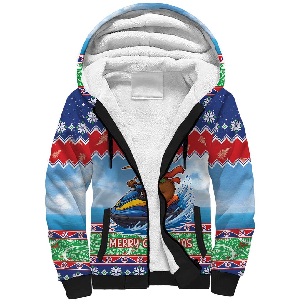 New Zealand Christmas Sherpa Hoodie Funny Jet Ride Kiwi Xmas - Aussie Hoodie